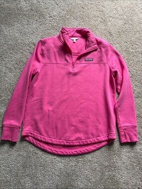 Vineyard Vines Bright Pink Quarter-Zip Fleece Pullover